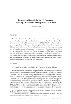 Emergency Rhetoric in the US Congress: Debating the National