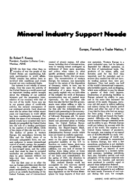 Mineral Industry Support Needed for European Recovery Program