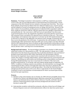 Subcommittee on ADP Final Report 2010