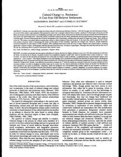 Cultural Change vs. Persistence: A Case from Old Believer