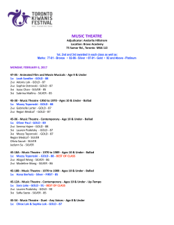 music theatre - Toronto Kiwanis Music Festival