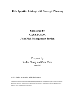 Risk Appetite: Linkage with Strategic Planning