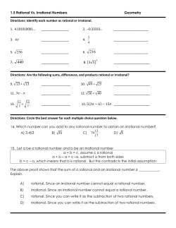 1.5 Rational Vs. Irrational Numbers Geometry Directions: Identify