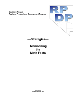 Strategies&ndash;&ndash; Memorizing the Math Facts