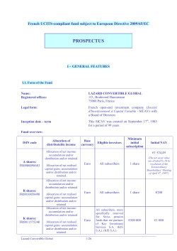 prospectus - Lazard Fr&egrave;res Gestion