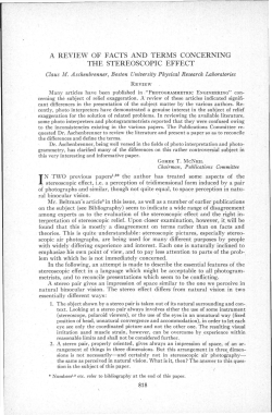 A Review of Facts and Terms Concerning the Stereoscopic Effect