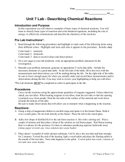 Unit 7 Lab - Describing Chemical Reactions
