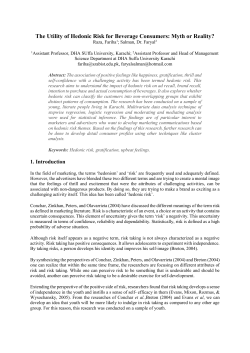 The Utility of Hedonic Risk for Beverage Consumers