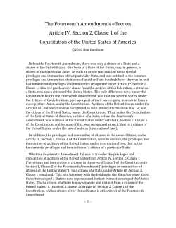 The Fourteenth Amendment`s effect on Article IV, Section 2, Clause