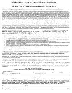 SUNBURST COMPETITION RELEASE OF LIABILITY FOR 2016-2017