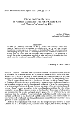 Clerics and Courtly Love in Andreas Capellanus` The Art of