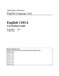 English 1101A Curriculum Guide