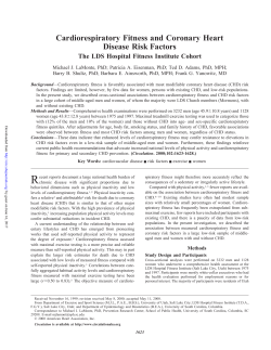 Cardiorespiratory Fitness and Coronary Heart Disease Risk Factors
