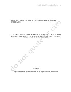 Middle School Teacher Certification 1 Running head