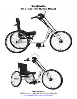 Sun Bicycles HT-3 Hand-Trike Owners Manual