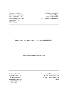 Federalism and Autonomy in Switzerland and China