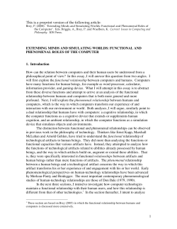 EXTENDING MINDS AND SIMULATING WORLDS: FUNCTIONAL