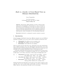 Each vs. Jeweils: A Cover-Based View on Distance Distributivity