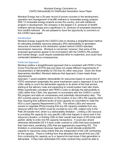 Montauk Energy Comments on Deliverability for Distributed