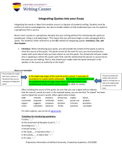 Integrating Quotes into your Essay