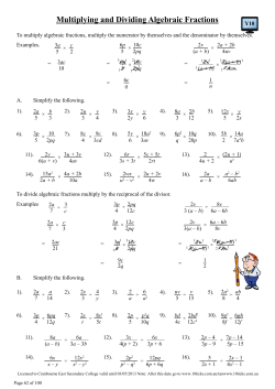 Multiplying and Dividing Algebraic Fractions L10