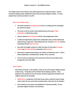 Chapter 3, Section 3 &ndash; The Middle Colonies The middle section of