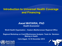 Introduction to Universal Health Coverage and Financing