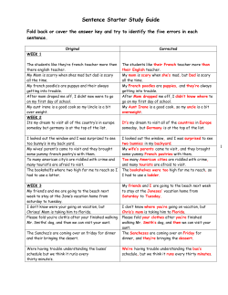 Sentence Starter Study Guide
