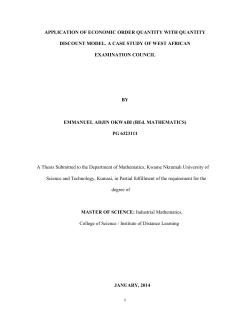 i APPLICATION OF ECONOMIC ORDER QUANTITY WITH