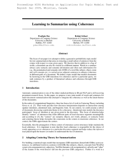 Learning to Summarize using Coherence - CEDAR