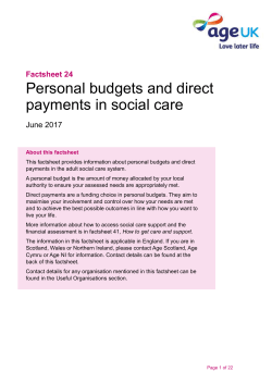 Factsheet 24: Personal budgets and direct payments in