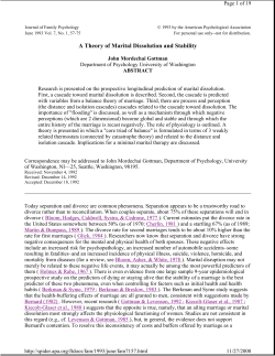 A Theory of Marital Dissolution and Stability