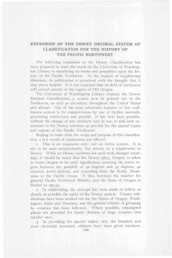 EXPANSION OF THE DEWEY DECIMAL SYSTEM OF