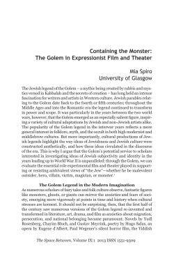 Containing the Monster: The Golem in Expressionist Film and