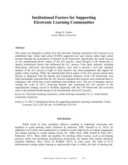 Institutional Factors for Supporting Electronic Learning Communities