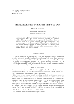 KERNEL REGRESSION FOR BINARY RESPONSE DATA 1