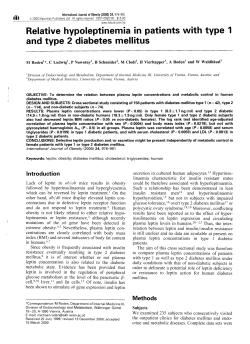 Relative hypoleptinemia in patients with type 1 and type 2 diabetes