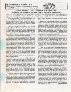 jeremiah`s stutter when vladimir lenin met peter maurin