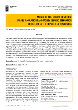 MONEY-IN-THE-UTILITY-FUNCTION: MODEL SIMULATIONS AND