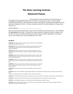 The Giver Learning Contract Advanced Classes