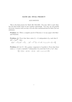 MATH 238: FINAL PROJECT This is the final project for Math 238