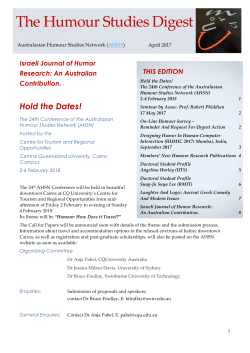 AHSN Humour Studies e-newsletter &ndash; April 2017