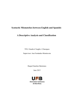 Syntactic Mismatches between English and Spanish: A Descriptive