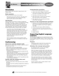 Orientation and Conferencing Plan Stage 5