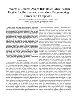 Towards a Context-Aware IDE-Based Meta Search Engine for