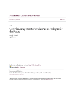 Growth Management: Florida`s Past as Prologue for the Future