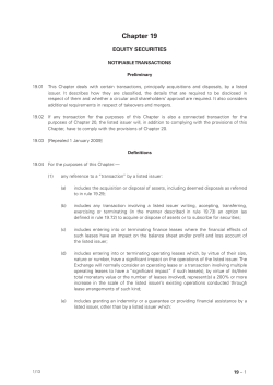 Chapter 19 of the GEM Listing Rules on Notifiable