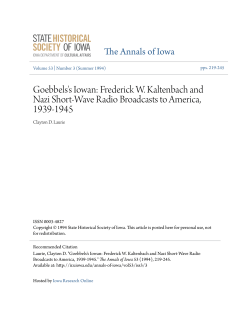 Goebbels`s Iowan: Frederick W. Kaltenbach and Nazi Short