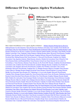 Difference Of Two Squares Algebra Worksheets
