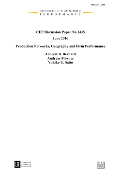 Production Networks, Geography and Firm PerformanceThanks go
